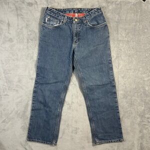 Carhartt Flannel Lined Denim Jeans Blue Relaxed Fit Workwear Mens 29x28 Plaid